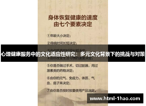 心理健康服务中的文化适应性研究：多元文化背景下的挑战与对策
