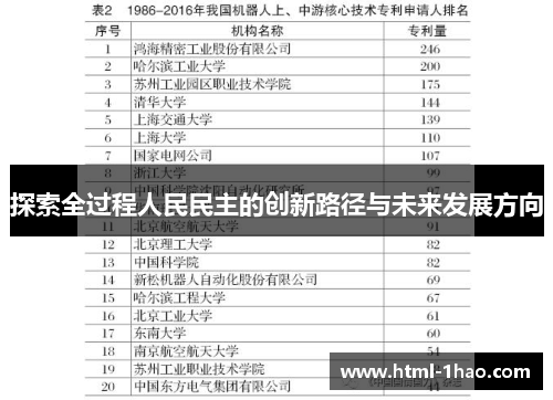 探索全过程人民民主的创新路径与未来发展方向