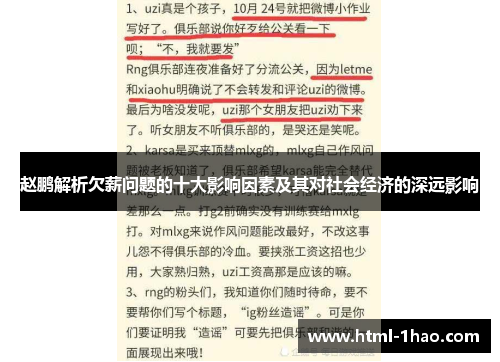 赵鹏解析欠薪问题的十大影响因素及其对社会经济的深远影响